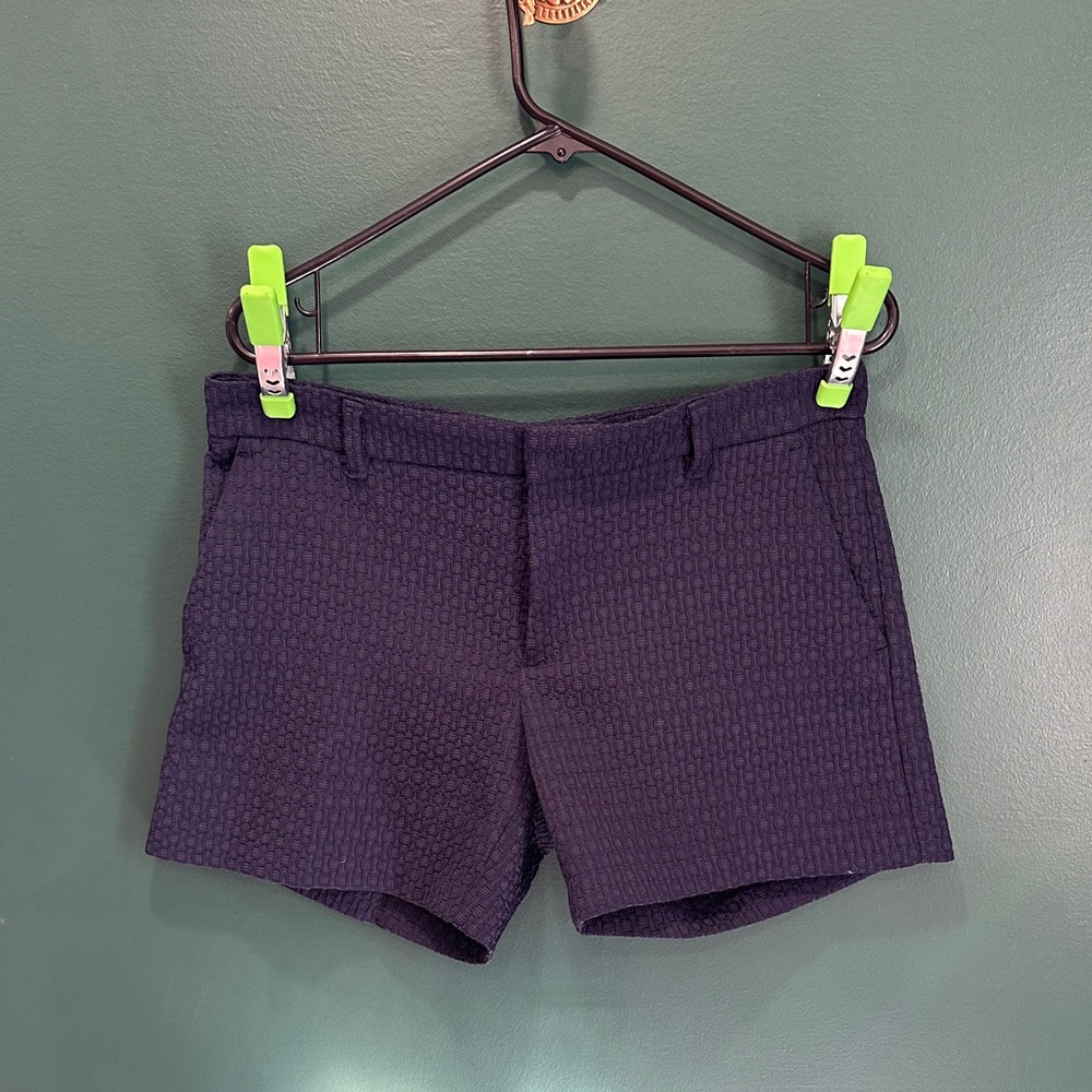 Banana Republic Textured Navy High-Waist Dress Shorts